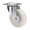 Rueda giratoria de poliamix con placa y eje liso, color blanco, carga máx. 150 kg, ø 10 cm