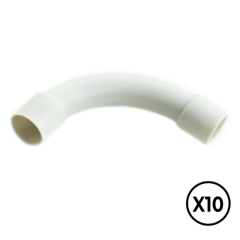 Manguito pvc curvado a 90° ø 16 mm, gris, 10 unidades
