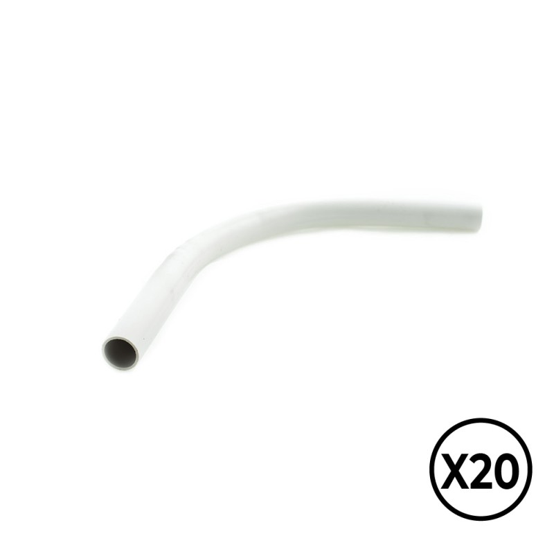 Curva rígida pvc ø 16 mm, gris, 20 unidades