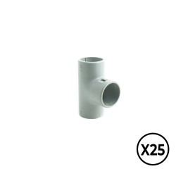 Manguito en t inspeccionable de pvc ø 25 mm, gris, 25 unidades