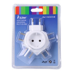 Adaptador universal multi-globe 10 a 250 v, 110 x 100 x 45 mm