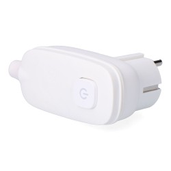 Clavija con t/t (schuko) + interruptor luminoso 16 a 250 v, blanca, 95 x 40 x 70 mm (retractilado)