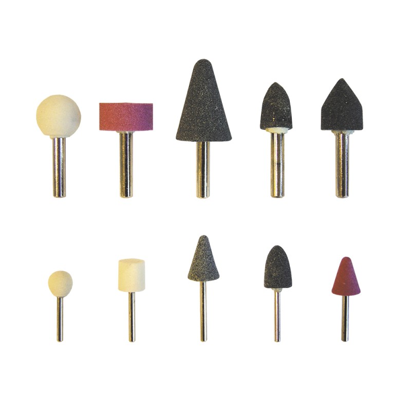 Piedras montadas vastago 3 y 6 mm, blister 10 uds