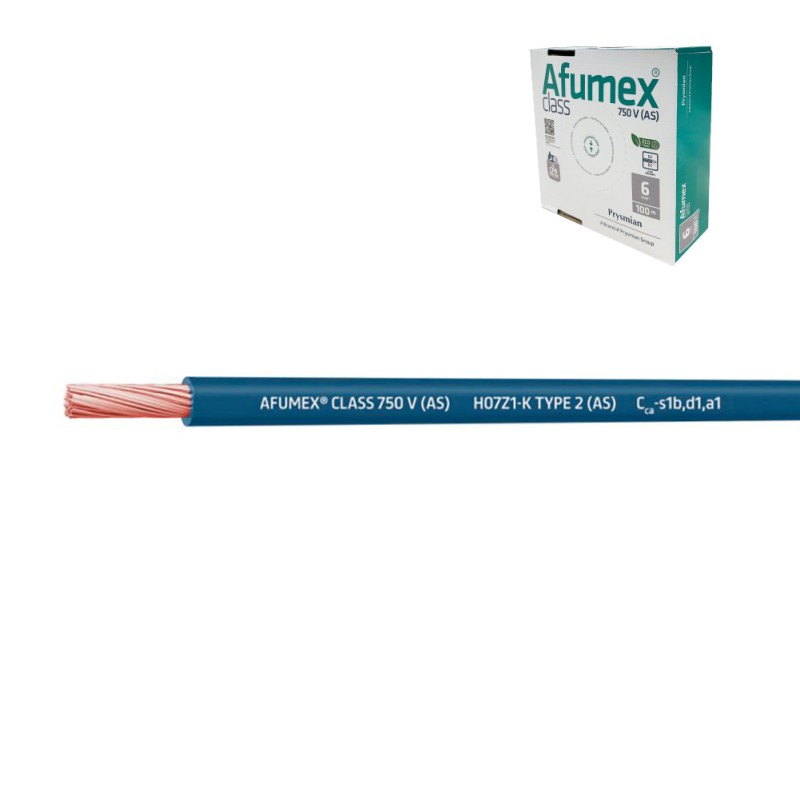 Cablecillo h07z1-k(as) 6,0 mm azul euro/m