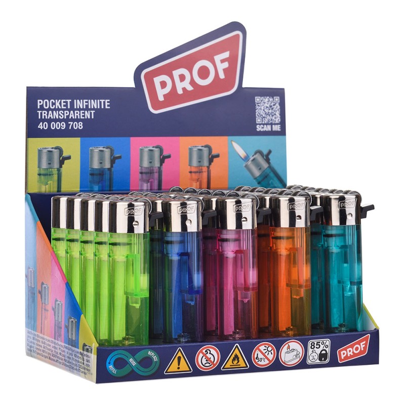 Encendedor de piedra, colores surtidos, transparente