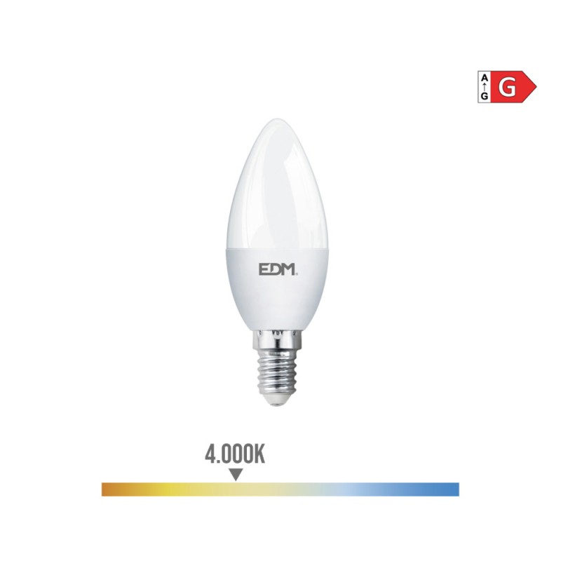 Bombilla vela led e14 5 w 400 lm 4000 k luz dia ø3,5 x 10 cm