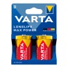 Pila alkalina longlife max power d - lr20 (blister cartón 2 unid.) ø34,2 x 61,5 mm