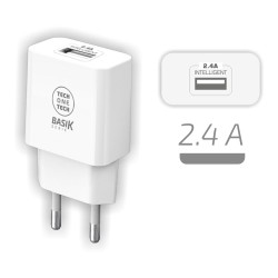 Cargador 12 w usb-a, 2,4 a blanco