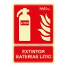 Cartel de extinción "extintor" de baterias de litio clase b (0,7 mm) 210 x 300 mm