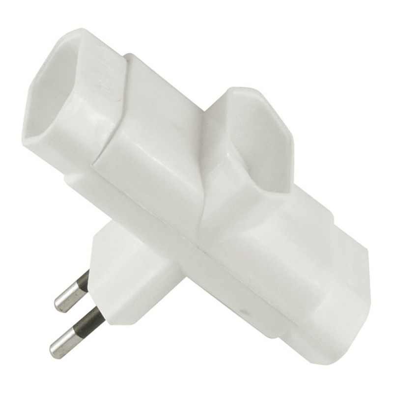 Clavija triple lateral 2p 10a 250 v~ blanca