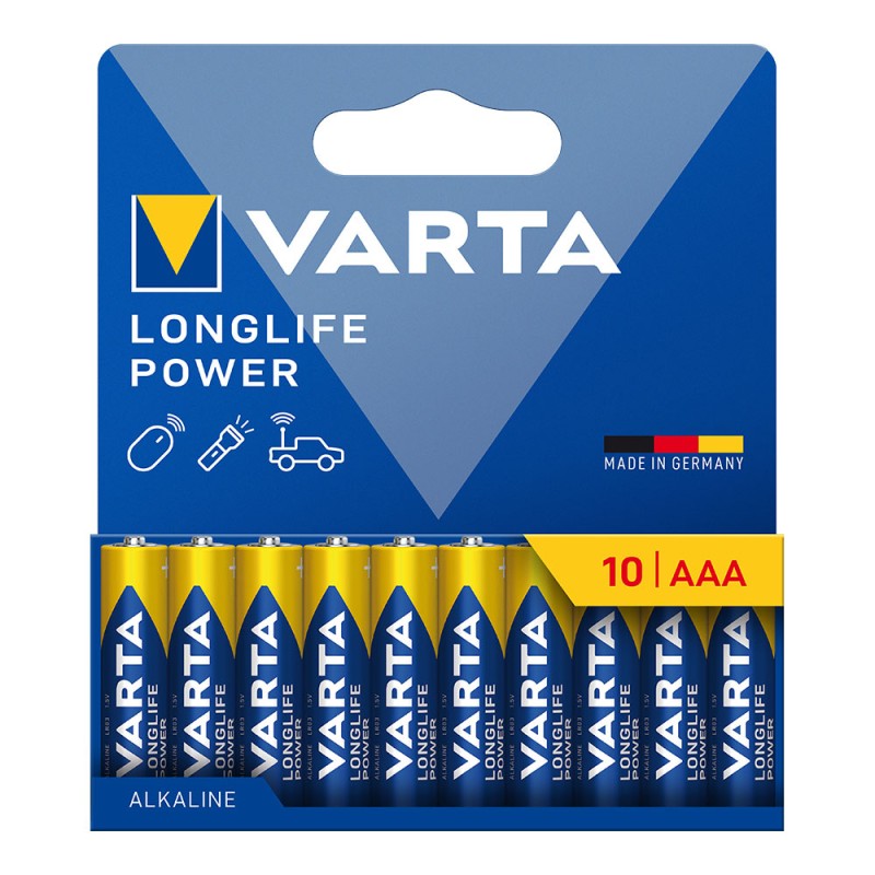 Pila alkalina longlife power aaa - lr03 (blister cartón 10 uds) ø10,5 x 44,5 mm