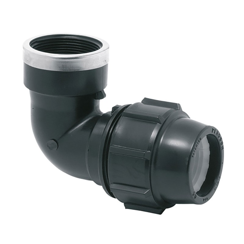 Codo mixto 90° rosca hembra polipropileno 25 mm x 3/4"
