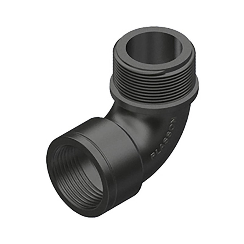 Codo 90° rosca macho/hembra polipropileno 1"