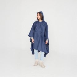 Poncho chubasquero plegable azul oscuro