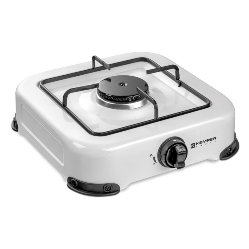 Cocina de gas butano/propano esmaltada 1 quemador, blanca, 270 x 300 x 90 mm