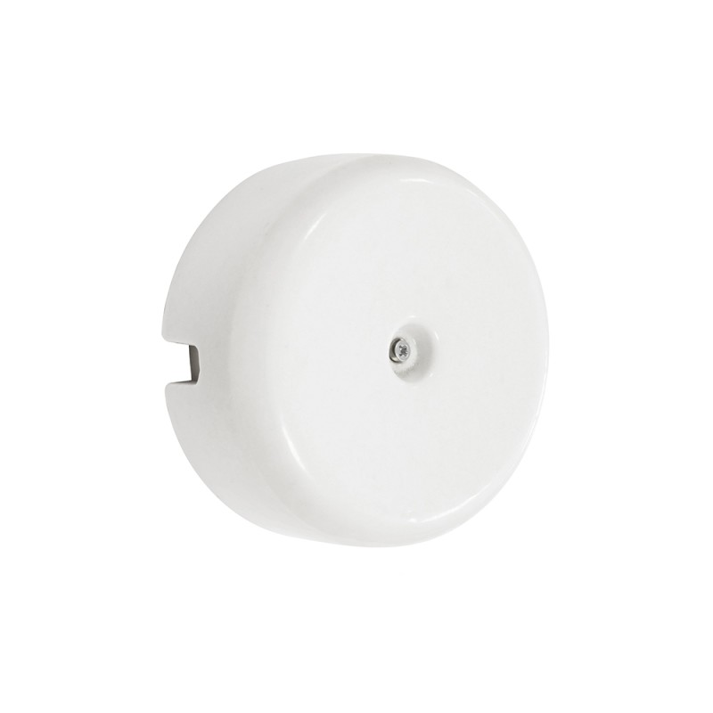 Caja de empalmes superficie, embellecedor porcelana serie vintage ø110mm, estructura interior ø80x40mm blanca