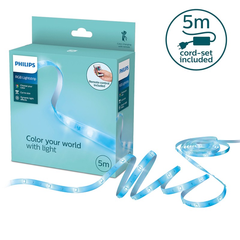 Tira led rgb con mando ip20, 5 m