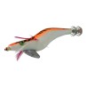 Señuelo artificial especial para la pesca del calamar y la sepia. 135 mm color naranja barriga blanca