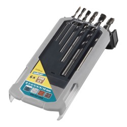 Broca para hormigón professional" filo de carburo de tungsteno, juego 6 piezas, ø3,00 - ø10,00 mm