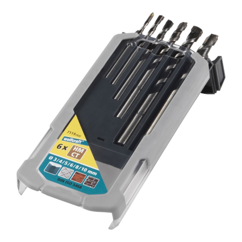 Broca para hormigón professional" filo de carburo de tungsteno, juego 6 piezas, ø3,00 - ø10,00 mm