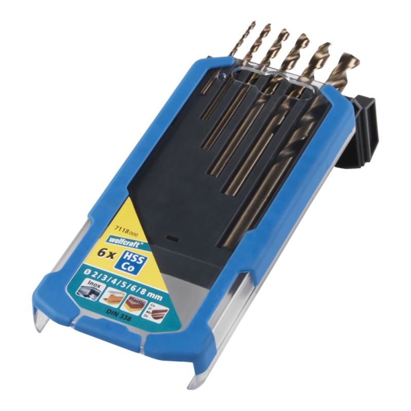 Brocas para metal hss cobalto rectificada, juego 6 piezas, ø2,00 - 8,00 mm