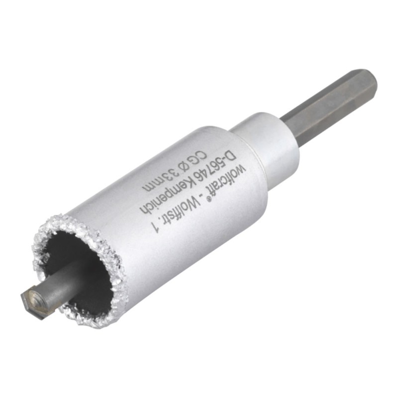 Corona de perforación recubierta de carburo de tungsteno, con adaptador, ø33 x 55 mm