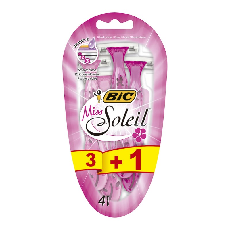 Maquinilla depilar desechable miss soleil blister 3 + 1 uds