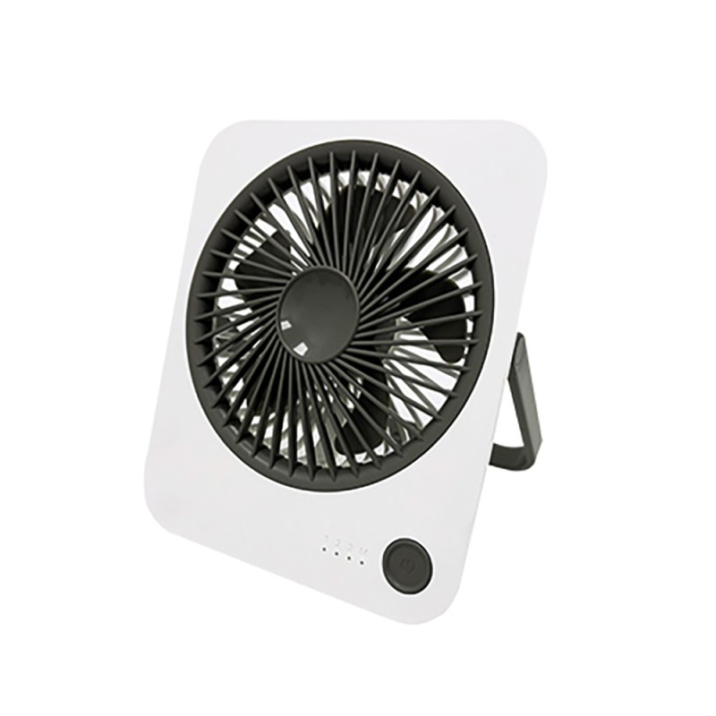 Ventilador de mesa recargable, 1200 mah, blanco y negro