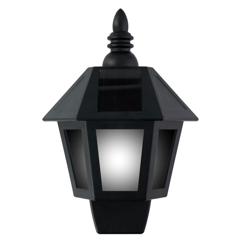 Aplique solar led, luz fria/efecto llama, ip44, negro