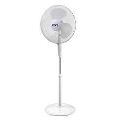 Ventilador de pie base circular, blanco, potencia 45 w 55,6 db aspas ø40 cm, altura regulable 110-130 cm