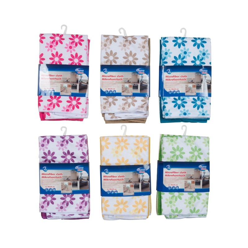 Bayeta microfibra 30 x 45 cm, 3 uds, colores surtidos