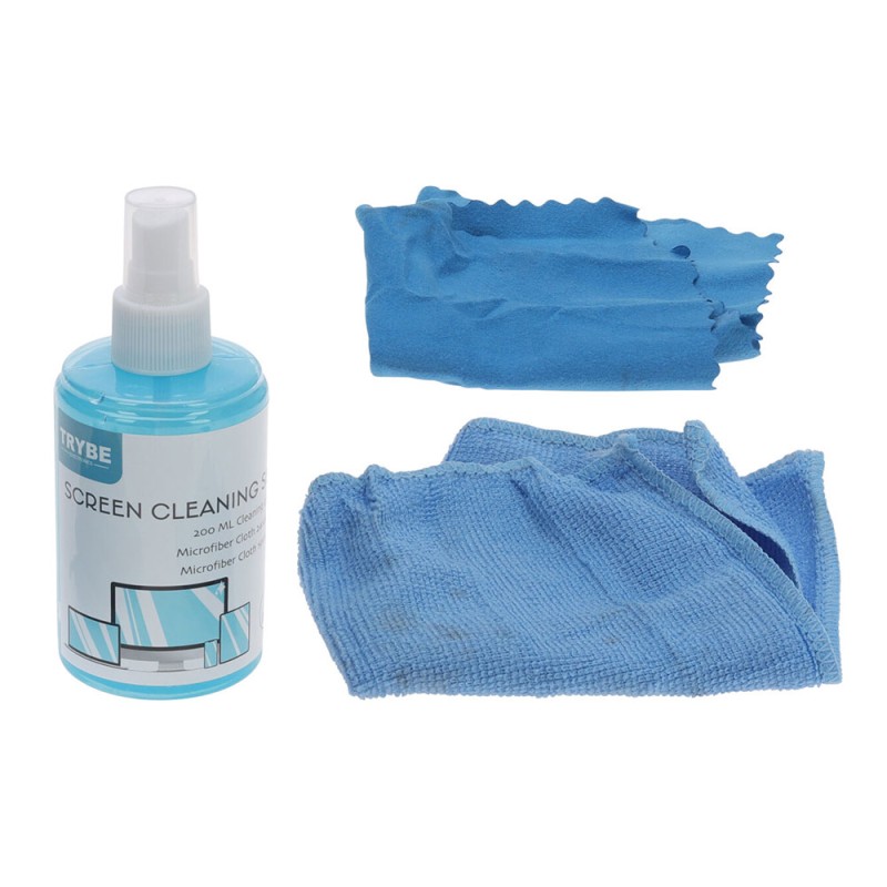 Spray limpiador de pantallas + 2 bayetas, 200 ml