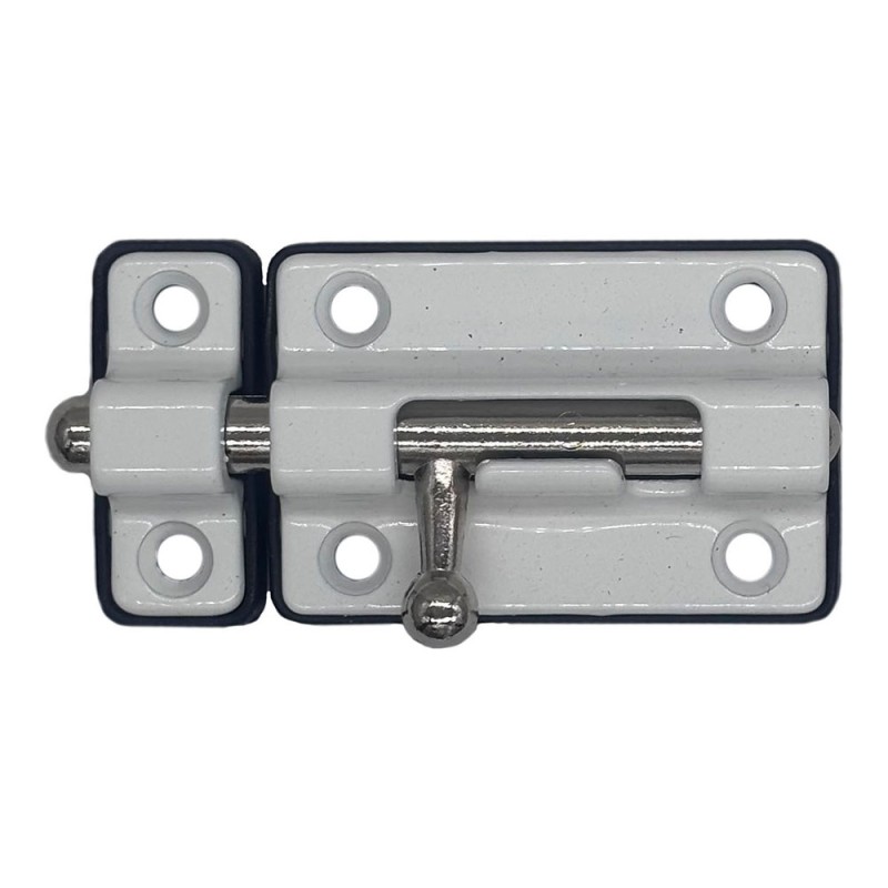 Pasador cerrojo base plástica. 50 mm blanco