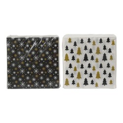 Servilletas de papel estampadas dorado, negro y blanco 33 x 33 cm