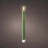 Vela de cera led color verde, acabado rústico, ø2,20 x 24,50 cm, pack 2 uds