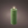 Vela de cera led, color verde, acabado rústico, ø7 x 19 cm