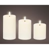 Vela de cera led color blanco ø7 cm con diferentes alturas, 3 uds