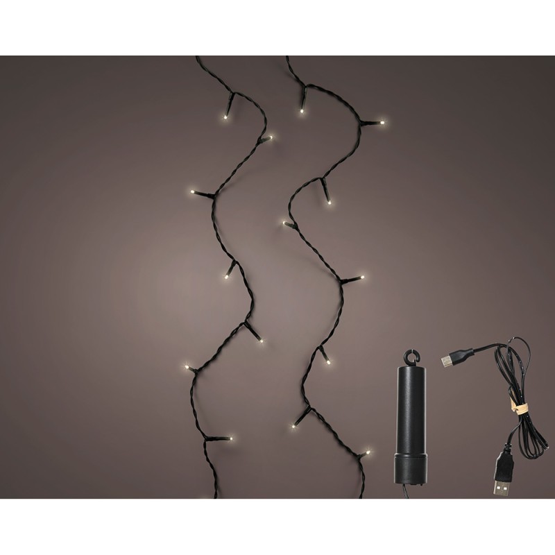 Guirnalda led multifunción exterior con bateria 100 leds multicolor con cable negro 7,4 m