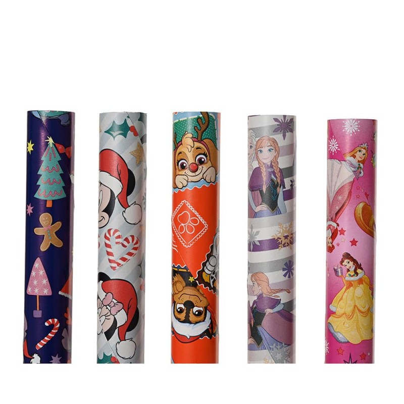 Papel de regalo disney con motivos navideños, colores surtidos