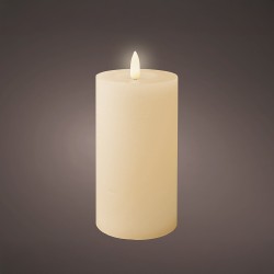 Vela de cera led, color beige, acabado rústico ø7 x 15 cm