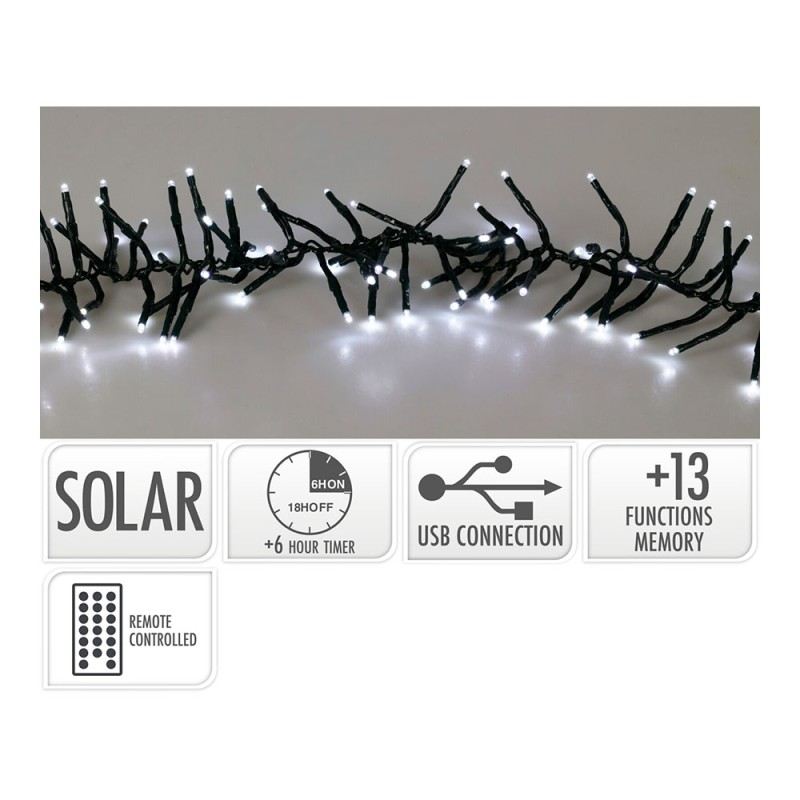 Guirnalda solar recargable, 768 leds, multifunción, luz fría, exterior, 5,6 m