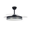 Ventilador de techo led 3cct aspas retráctiles supereco mini 39 w 3822 lm negro, aspas ø92 cm, plafón ø39 cm, altura 32 - 42 ...