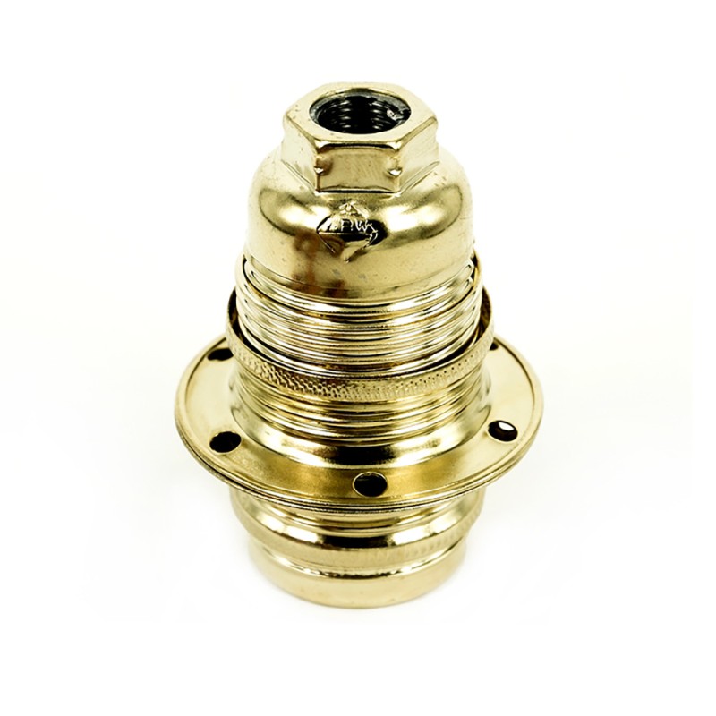 Portalámparas metálico roscado decorativo vintage latonado con arandelas e14 ø43 x 60 mm