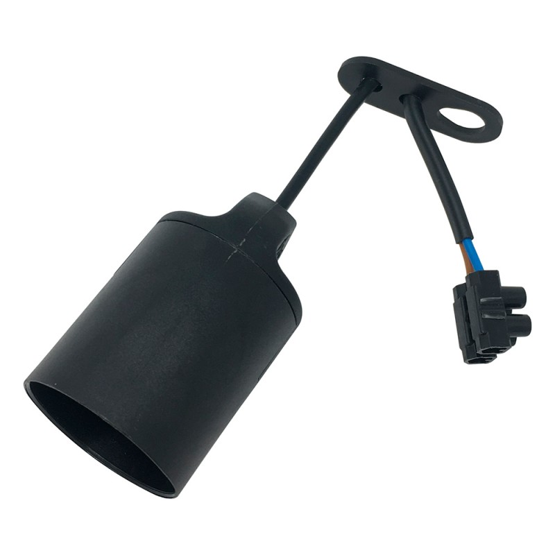 Portalámparas de obra e27 con cable y regleta conexión negro