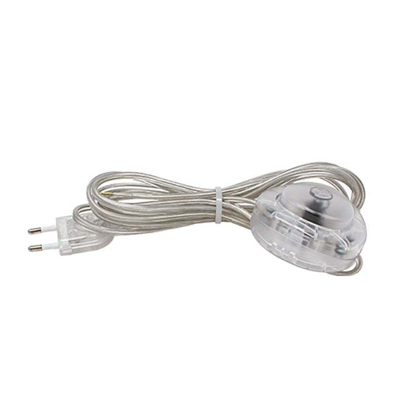Interruptor eléctrico de pie con cable, 2,5 a 250 v, 3 m, transparente