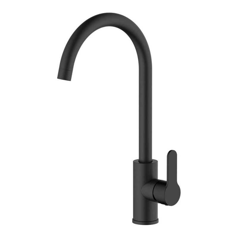 Grifo monomando de cocina caño alto negro mate serie miño
