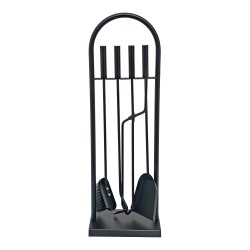 Juego de chimenea de 4 piezas con soporte, color negro, 23 x 68 cm