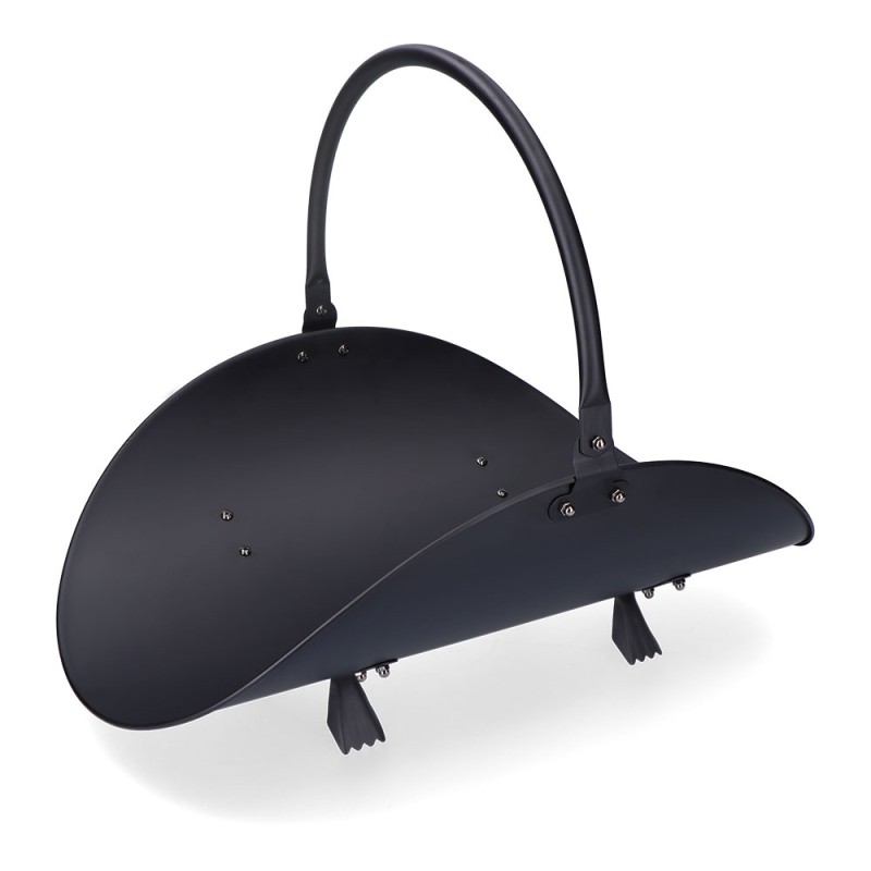 Cesta metálica para leña, color negro, 48 x 35 x 38 cm