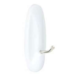 Gancho punta metálica, mediano, blanco, 29 x 79 x 29 mm, 2 uds + 4 tiras, carga max 1,3 kg