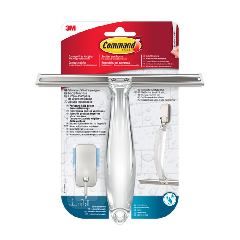 Limpiamamparas con gancho acero inoxidable, níquel satinado, 1 ud + 2 tiras